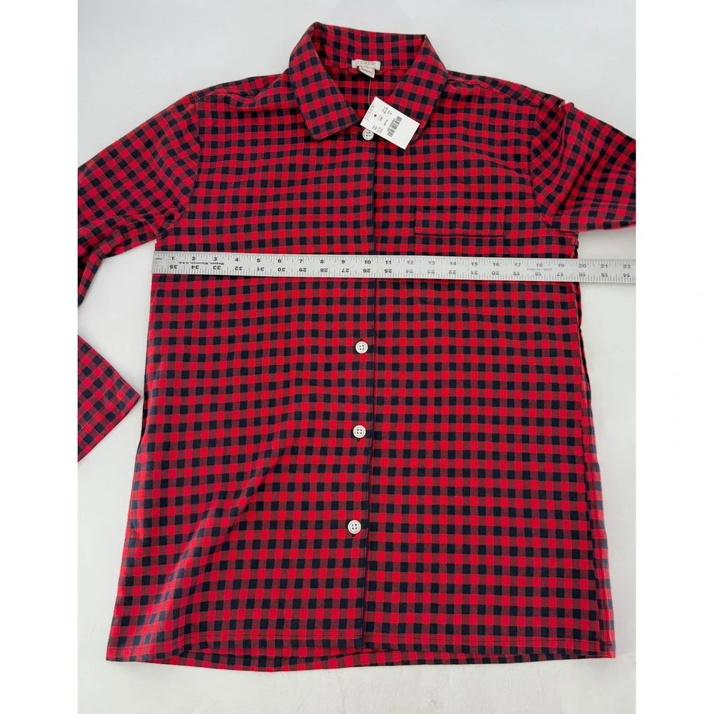 NWT J.Crew Men's Red & Blue Plaid‎ Long Sleeve Button-Up Pajama Shirt Sz Sm